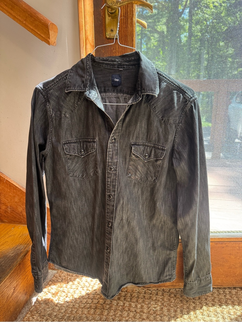 GAP Vintage Washed Black Denim Shirt Jacket